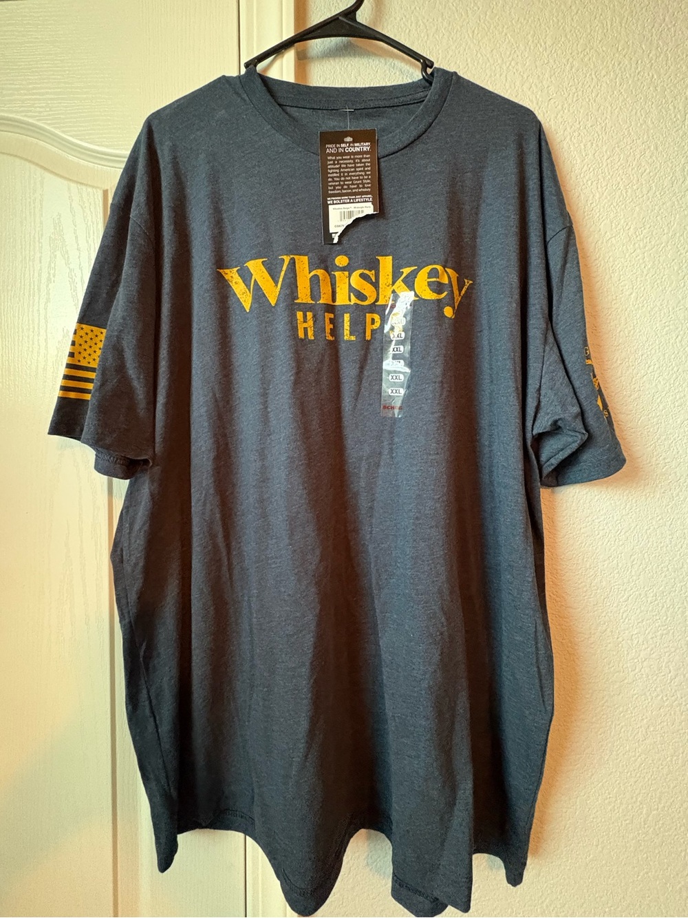 Grunt Style Men's Charcoal 'Whiskey Help' Short Sleeve Tee with Yellow Graphic